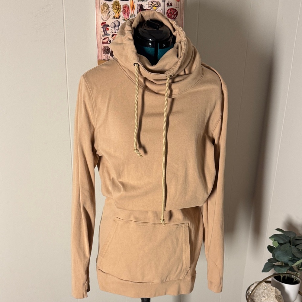 Lily & Lottie Tan Drawstring Mockneck Sweatshirt